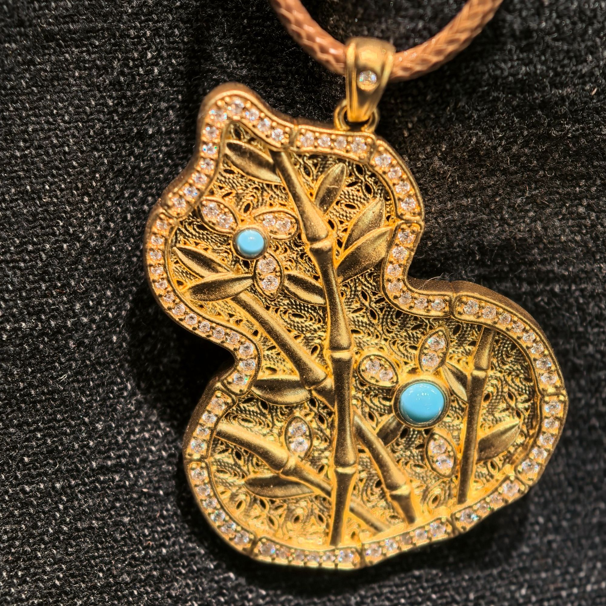 【翰麟黄金】999足金5D竹报平安国风吊坠