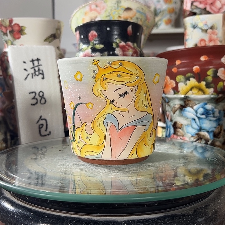 景德镇手绘花盆满38包邮偏远地区除外