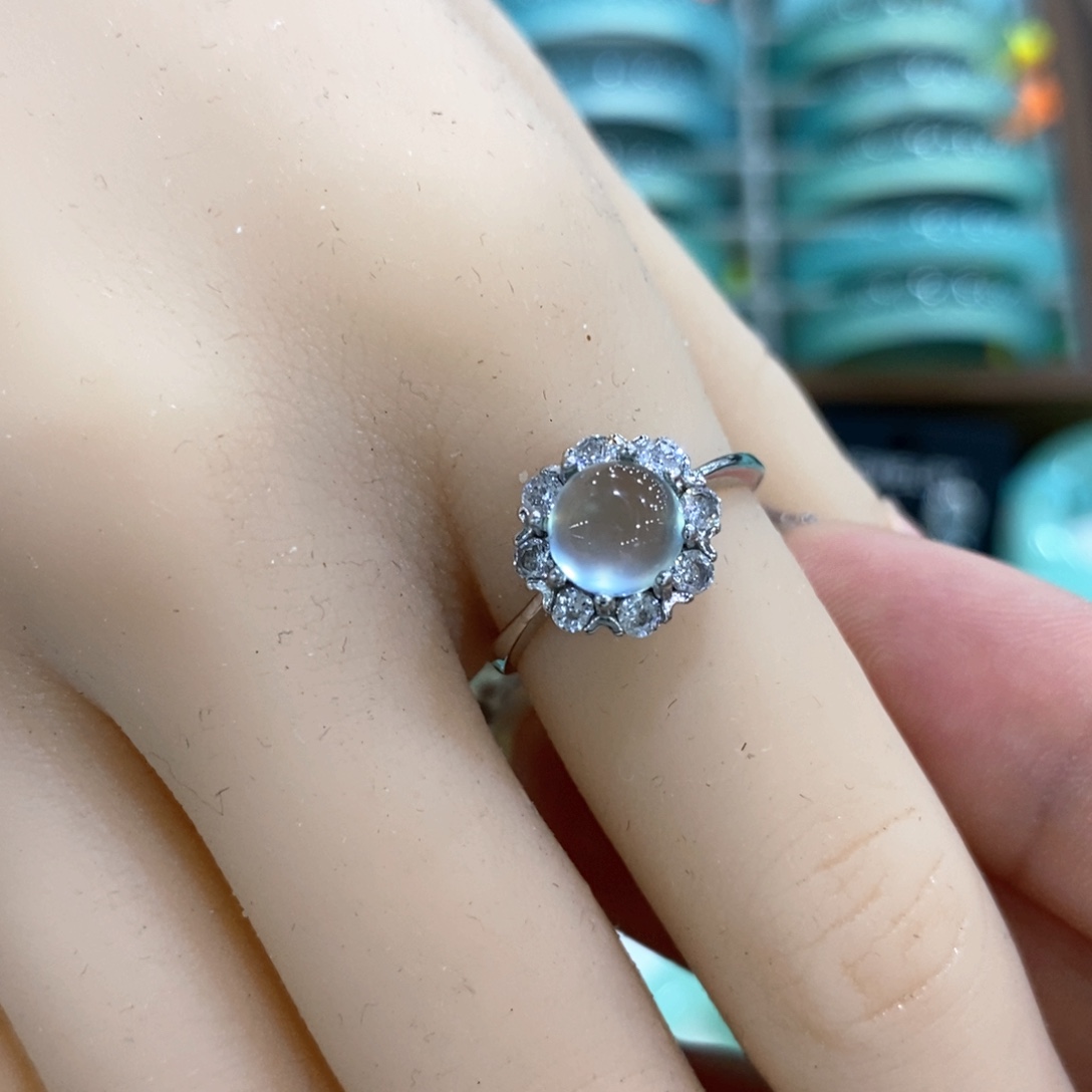 银S925镶嵌蛇纹石玉戒指