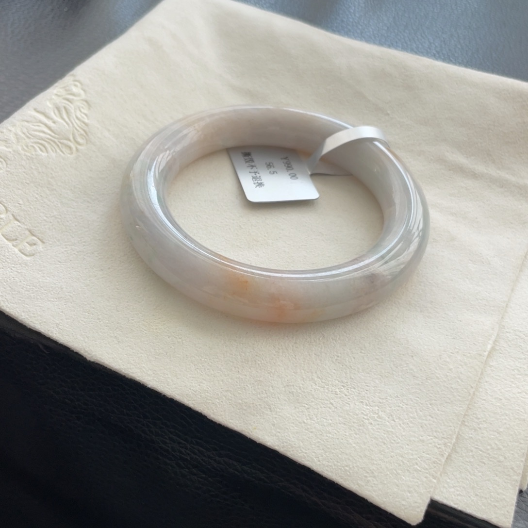 翡翠未镶嵌手镯纹裂56.5圆条