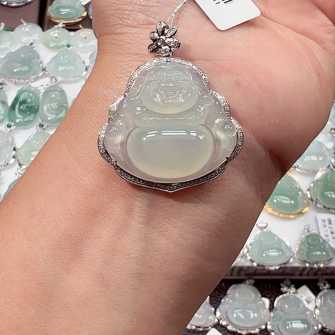 吊坠(不含链)18K金镶嵌翡翠佛公