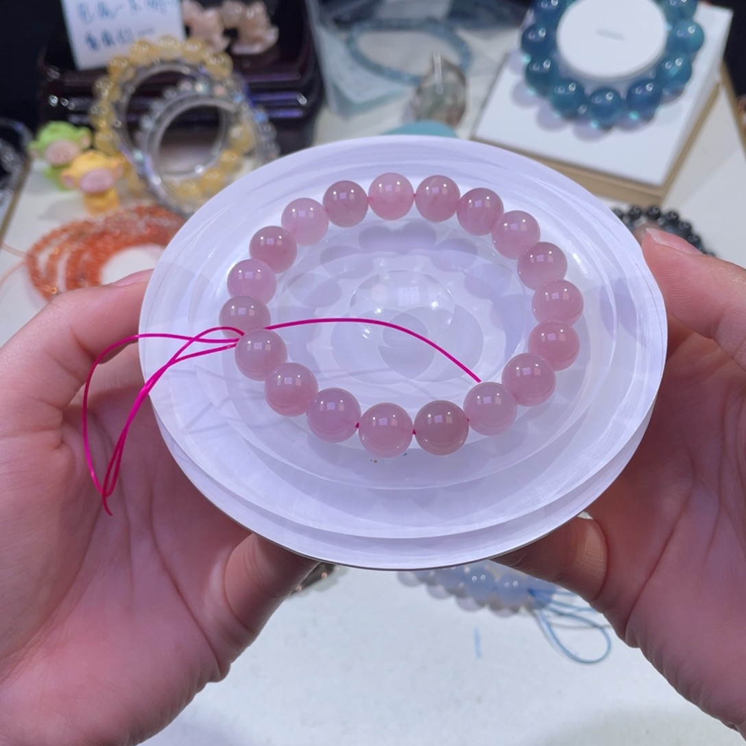 未镶嵌手链水晶蜜桃马粉粉水晶10+