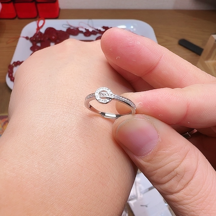 锆石戒指银S925镀金镶嵌