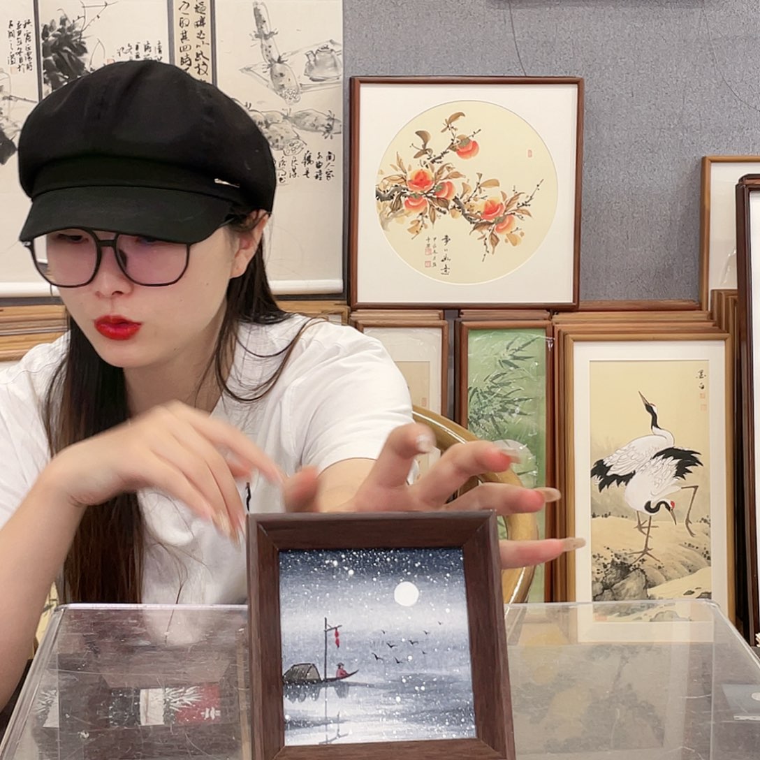 书法手绘带框尺寸：12*12