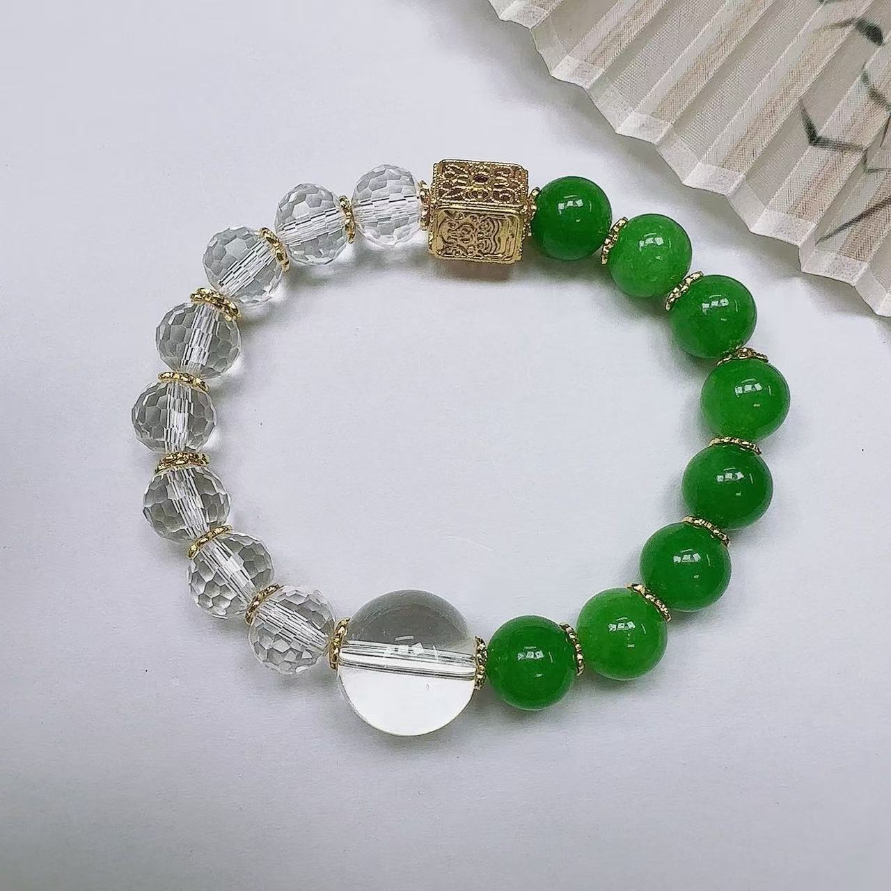 时尚满绿白水半原创手串