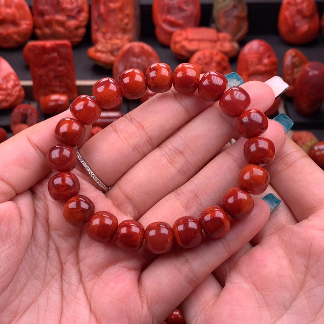南红玛瑙南红川料原矿老型手串11mm未镶嵌