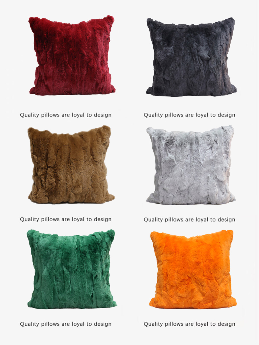 现代酒店民宿样板间枕靠抱枕床品飘窗靠枕时尚简约獭兔毛纯色含芯