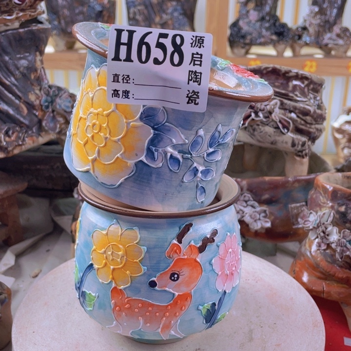 紫砂花盆景德镇陶瓷658）m