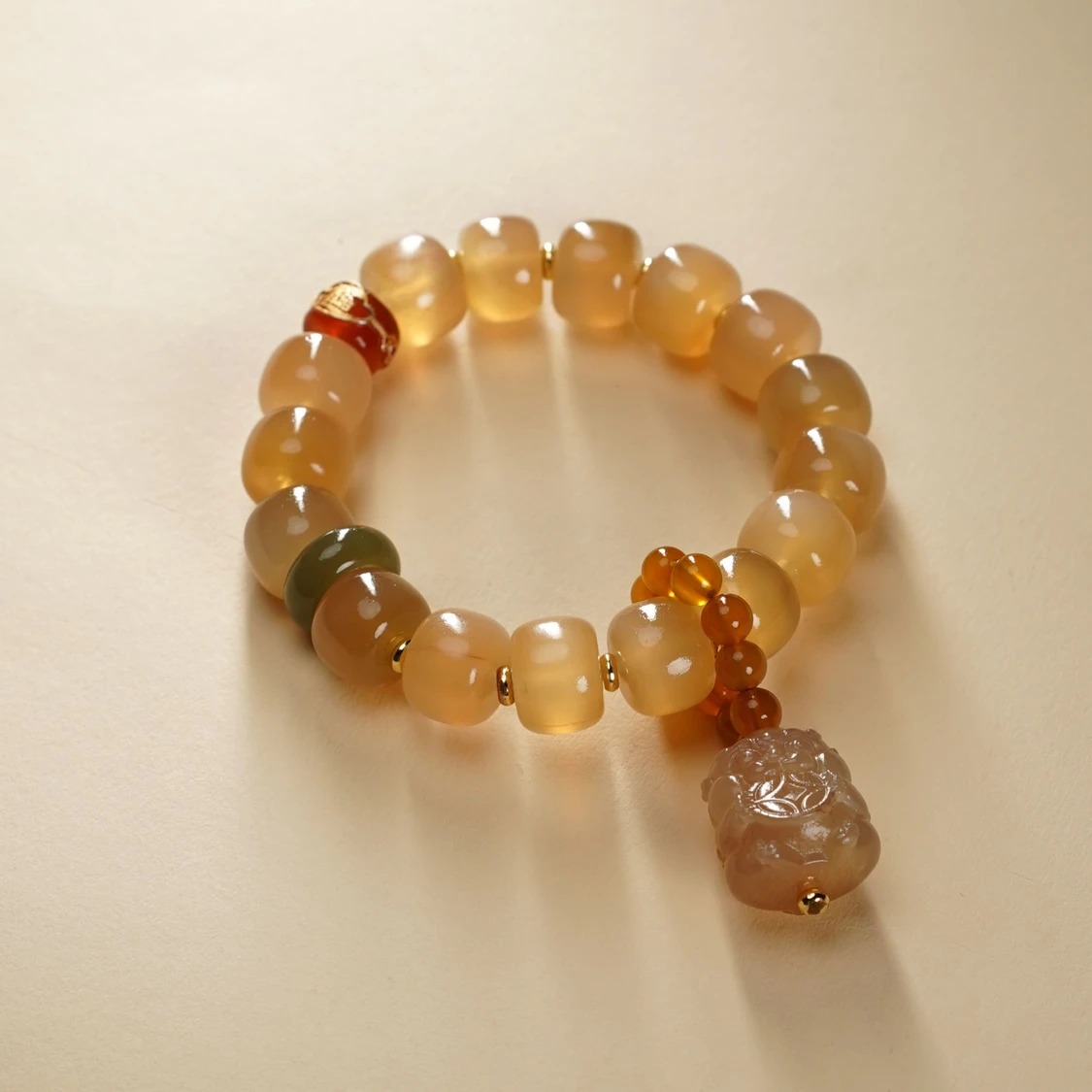 手链 天然藏羊角算盘珠手串13-14mm百搭国风手串