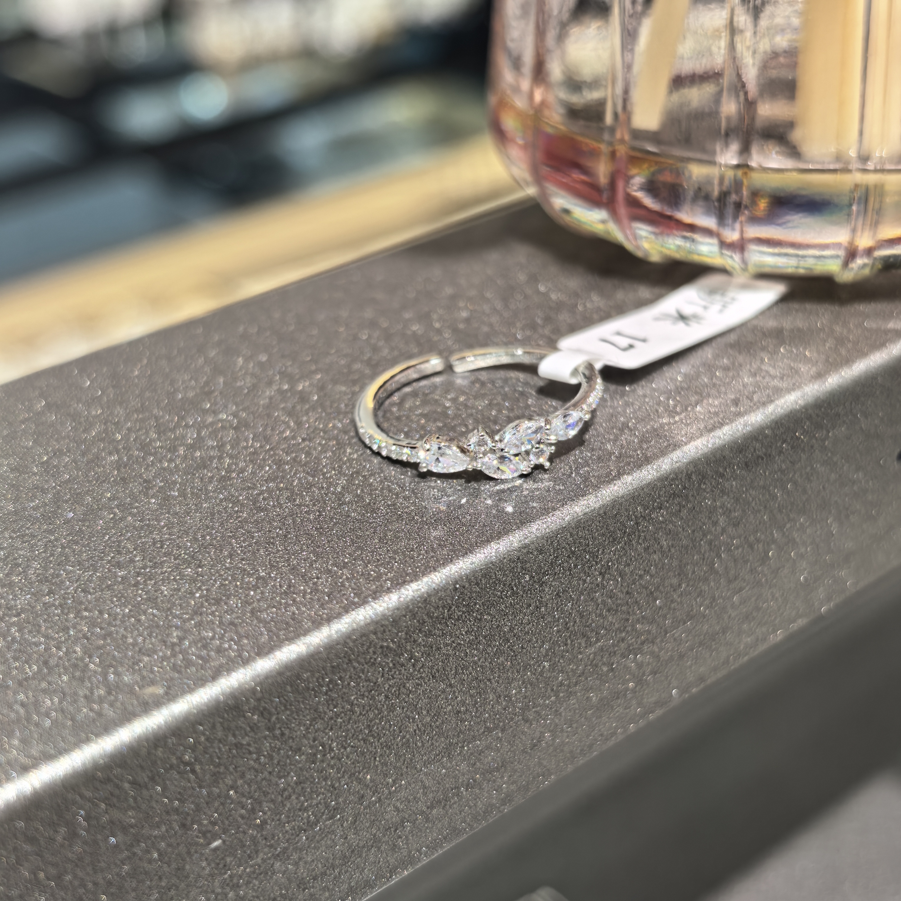 铜合金锆石戒指 F354银色细款闪闪戒指