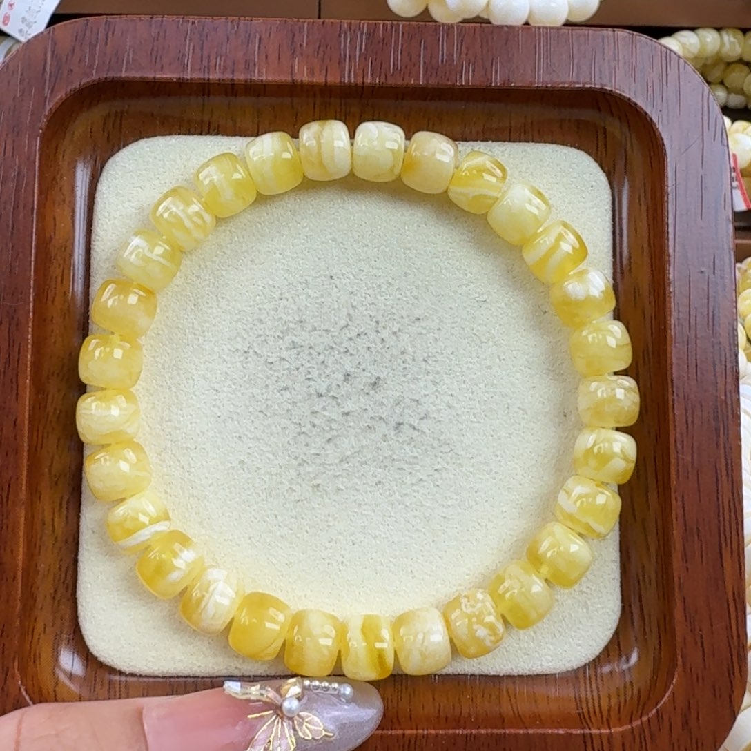 未镶嵌琥珀手链蜜蜡手串8mm金白