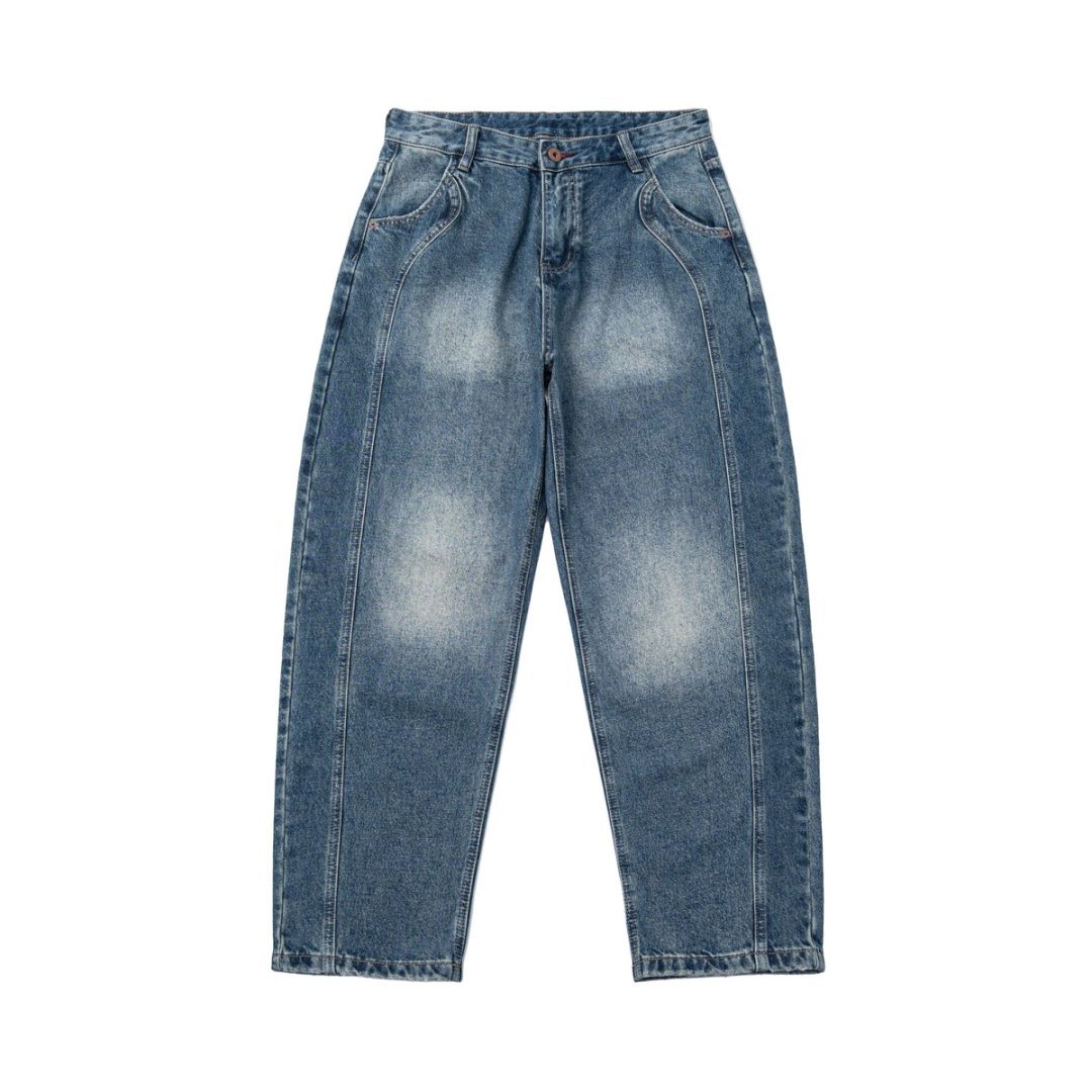 【底抓绒系列】冬季底抓绒立体结构宽松牛仔裤-PL2235