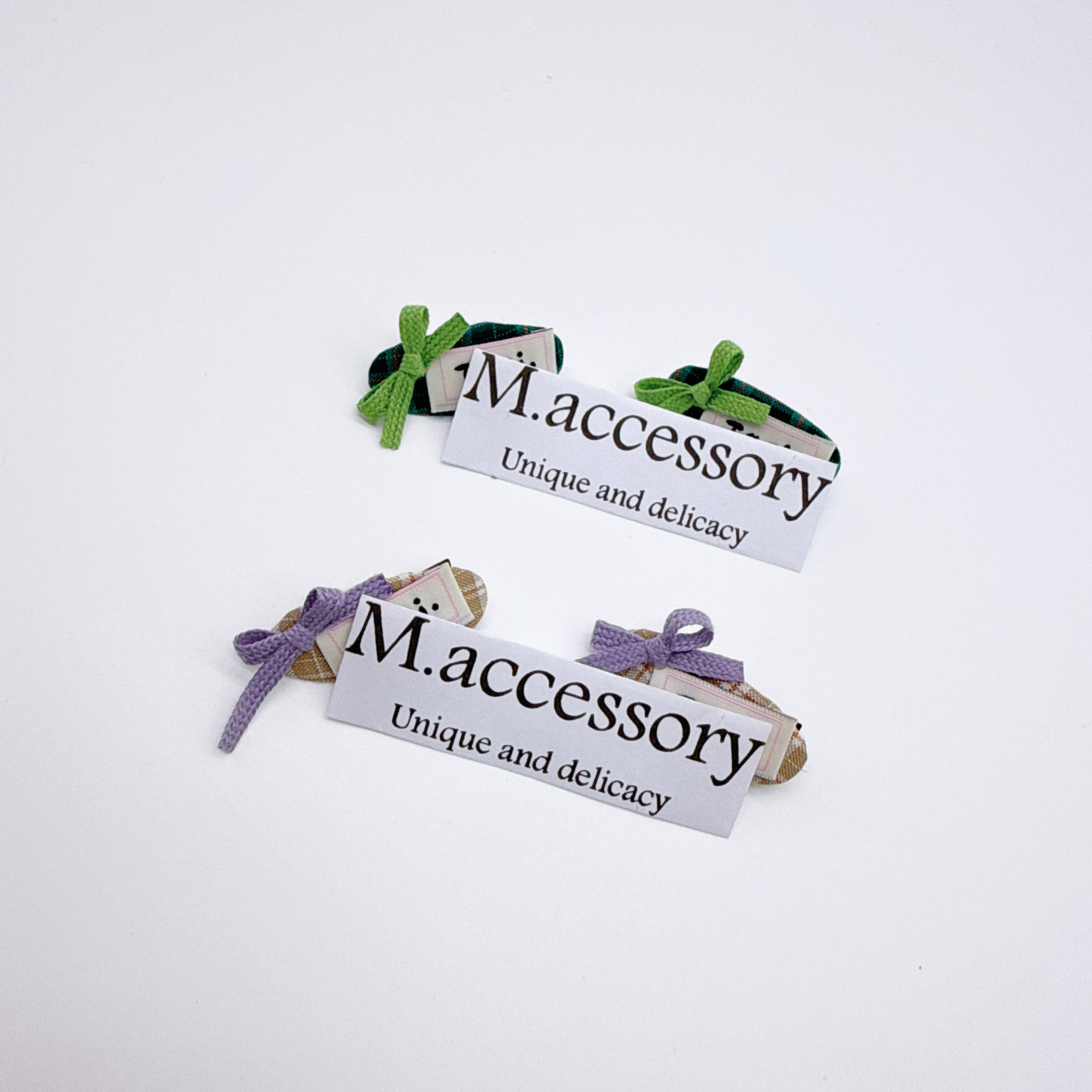 Mi33   布艺格子蝴蝶结缝标鸭嘴夹 Y32060G3-6