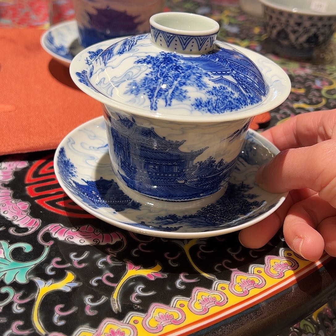 怡琅柴窑楼阁三才盖碗