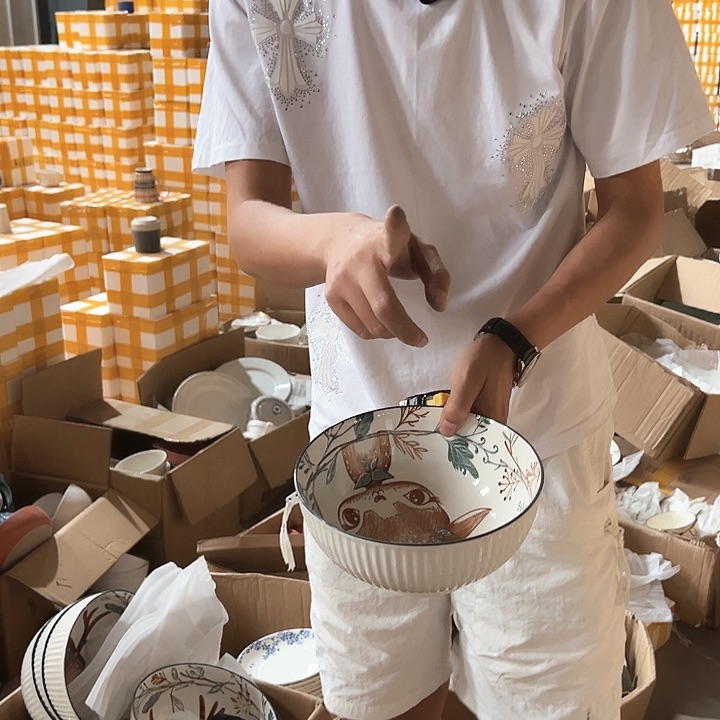 微瑕不退不换不补发 多彩鹿大汤碗2只