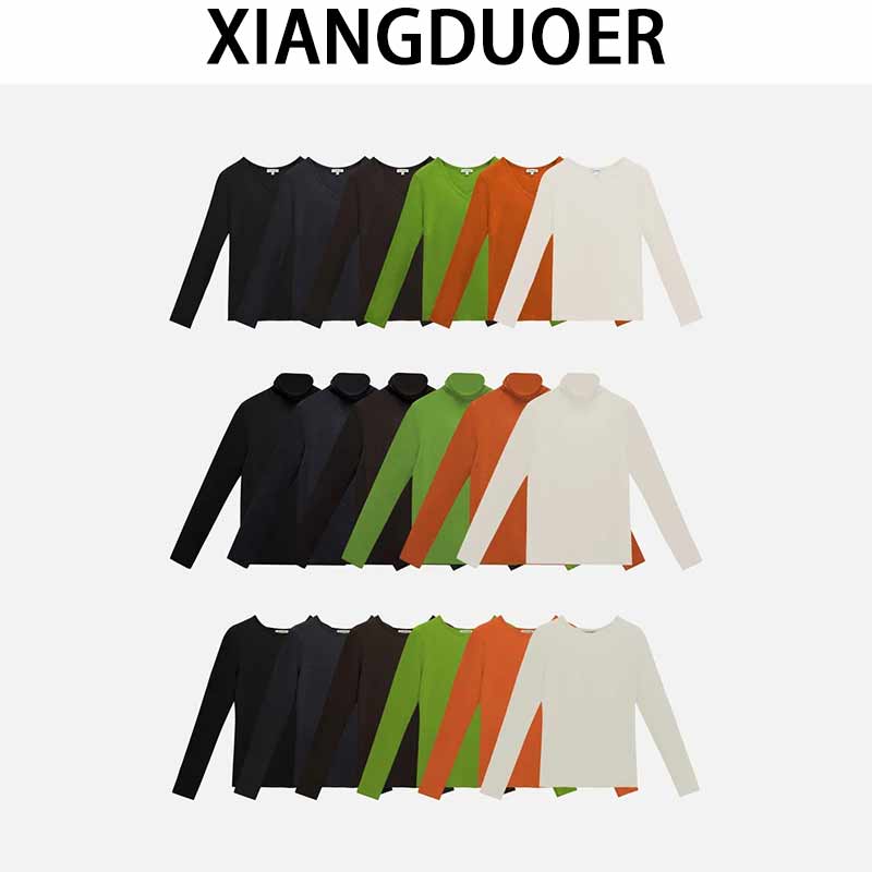 香朵儿【疯狂的法枫】舒爽百搭高领/圆领/V领打底衫多色打底衫