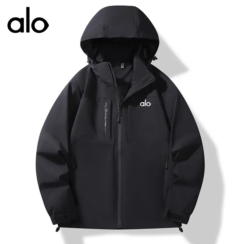 alo春秋款男士连帽冲锋衣户外防风防水工装夹克旅游徒步登山服潮