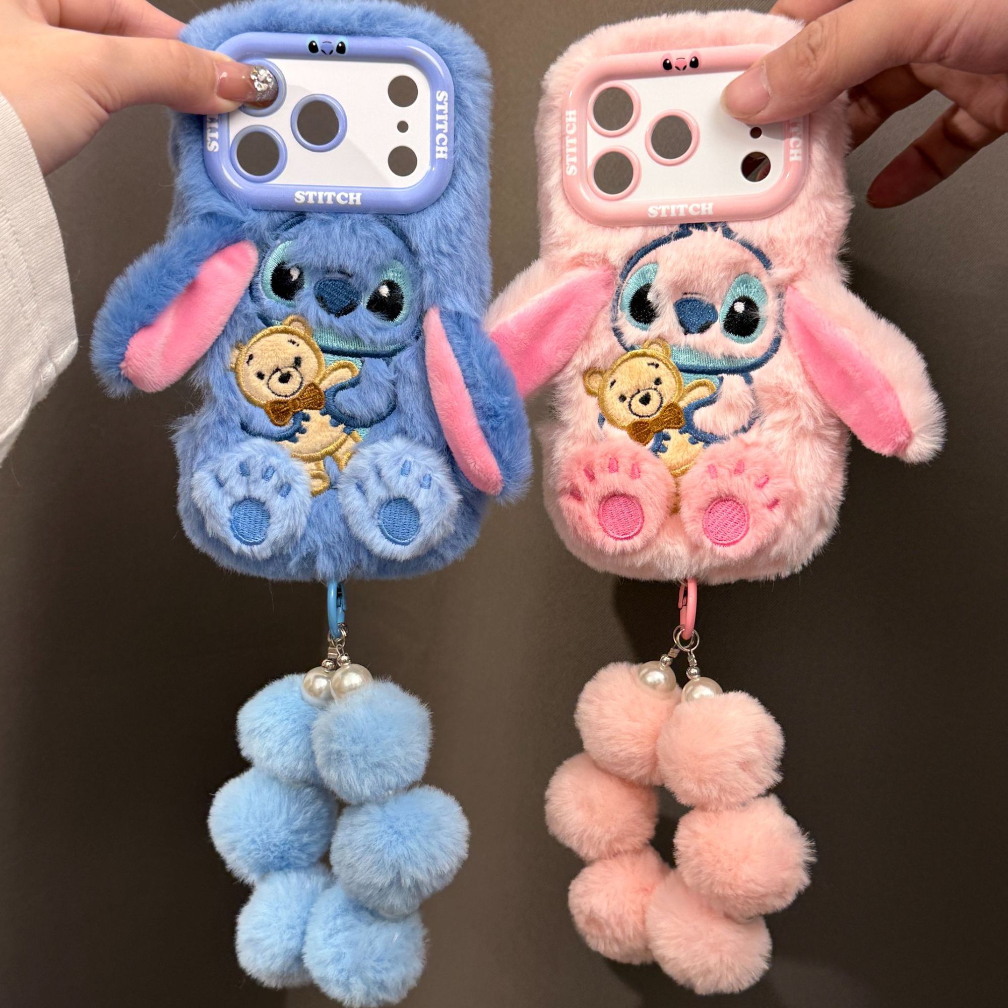 可爱毛绒史迪仔安琪适用苹果17promax手机壳iPhone15/14女16pro软
