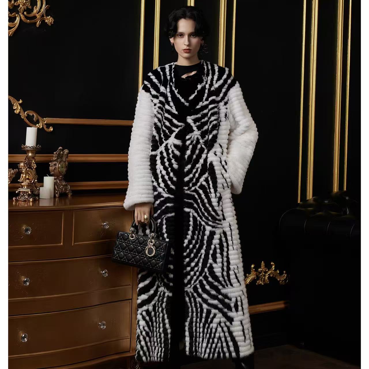 【夜幕星河】2025年冬季新款水貂皮大衣长款皮草大衣女外套S22113