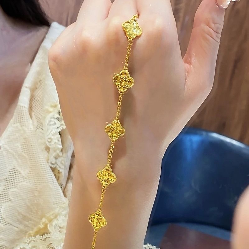 合金碎冰冰五花四叶草手链鱼鳞纹手串情人节礼物送女友