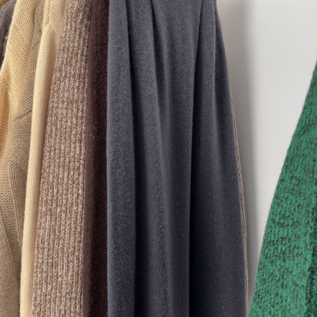 捏褶 羊绒 半身裙