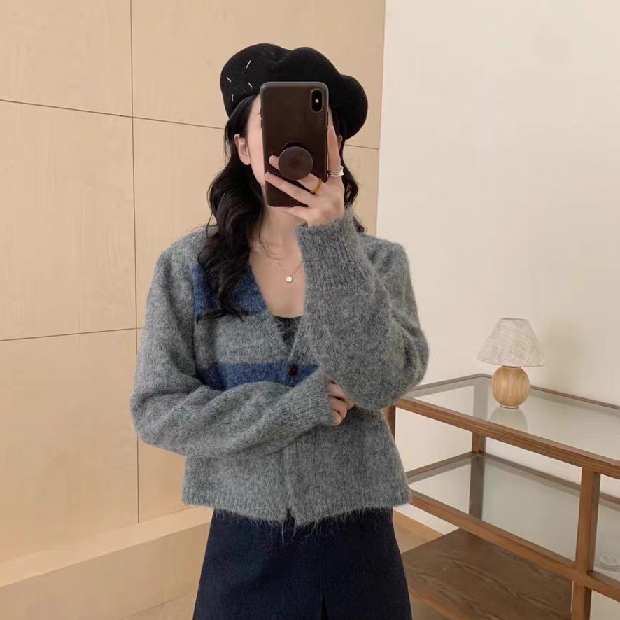 D2/4/大条纹针织毛衣外套