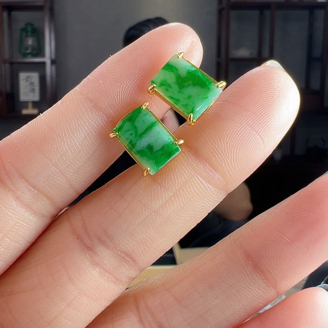 翡翠银S925镶嵌耳饰耳环9