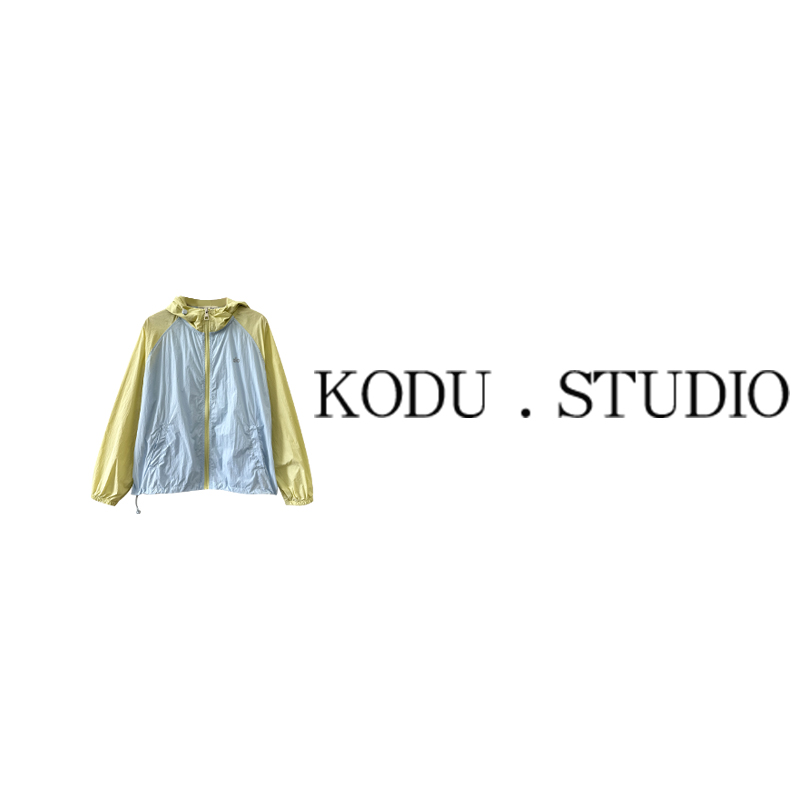 GI【刻度KODU】SD-5231夏季设计感拉链连帽拼接撞色字母皮肤衣外套