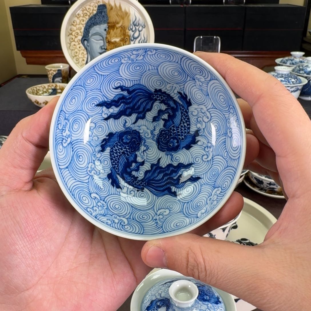 瓷片海水鲲普洱杯羿器窑