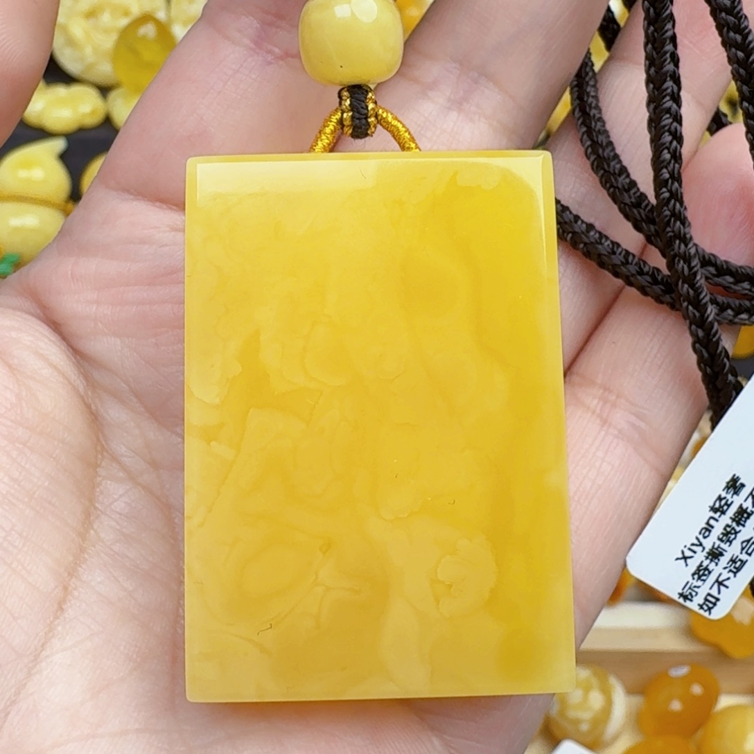 蜜蜡套链未镶嵌天然蜜蜡子岗牌吊坠