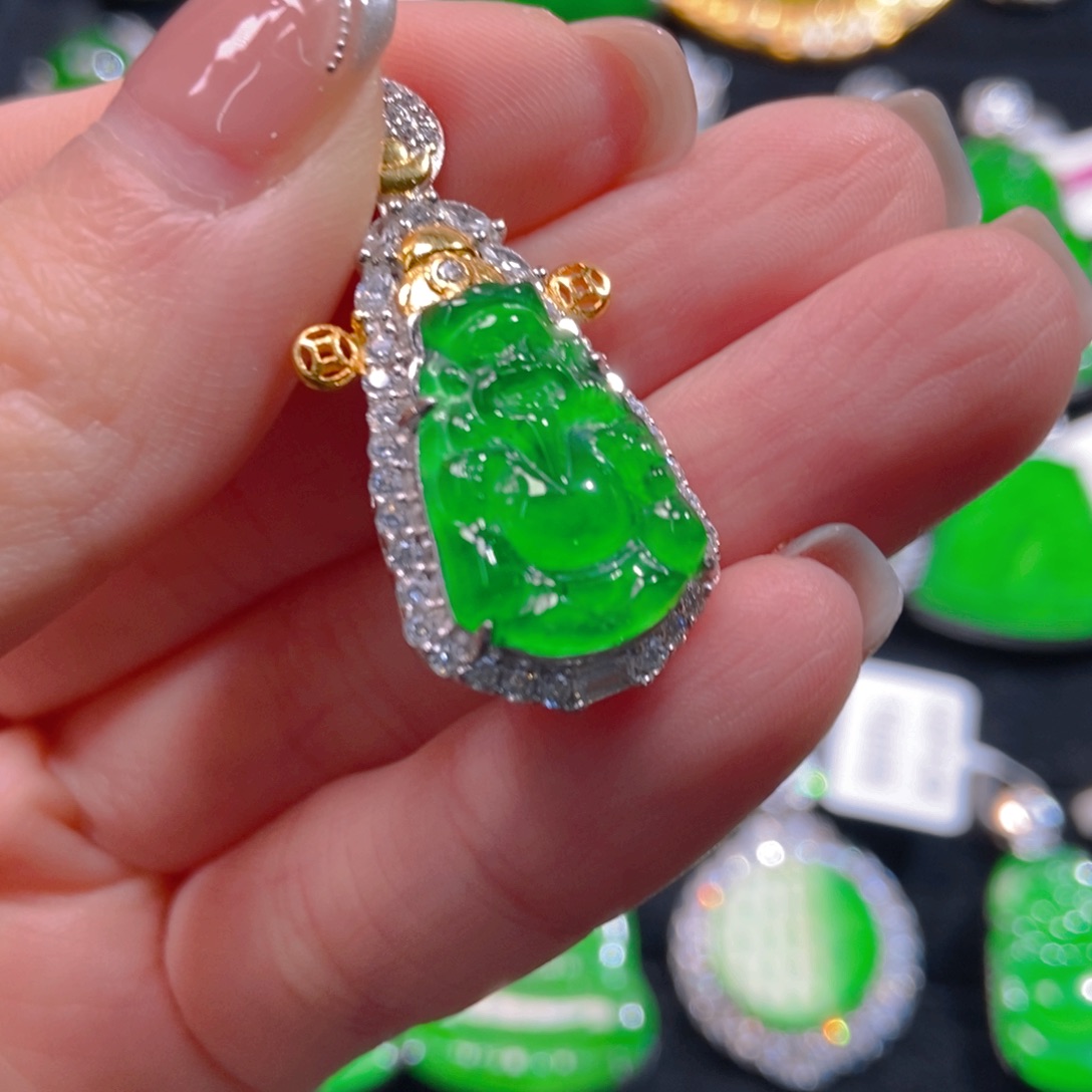 翡翠吊坠(不含链)银S925镶嵌