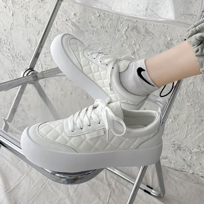 F-4小白鞋女春秋2025年新款爆款小众厚底皮面百搭学生国潮运动鞋
