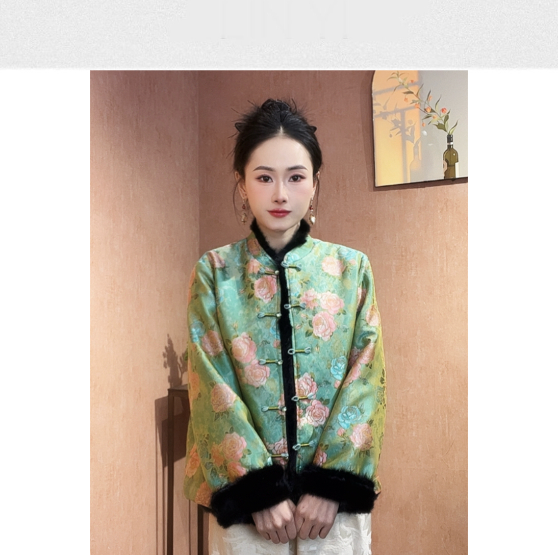 2837 水貂毛新中式外套时尚国风气质【加厚款】