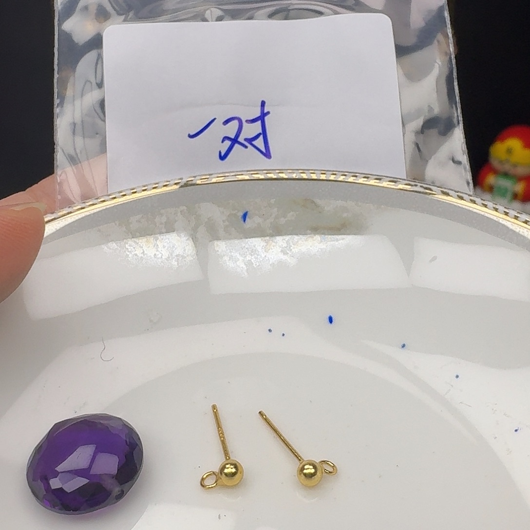 银S925镶嵌紫晶颈饰紫水晶925镶嵌50