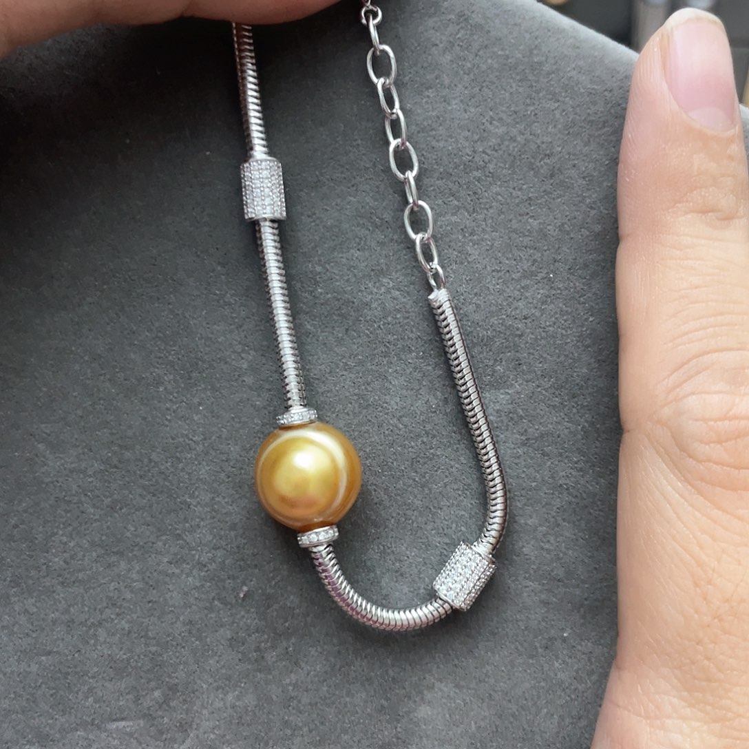 海水珍珠手链银S925镶嵌