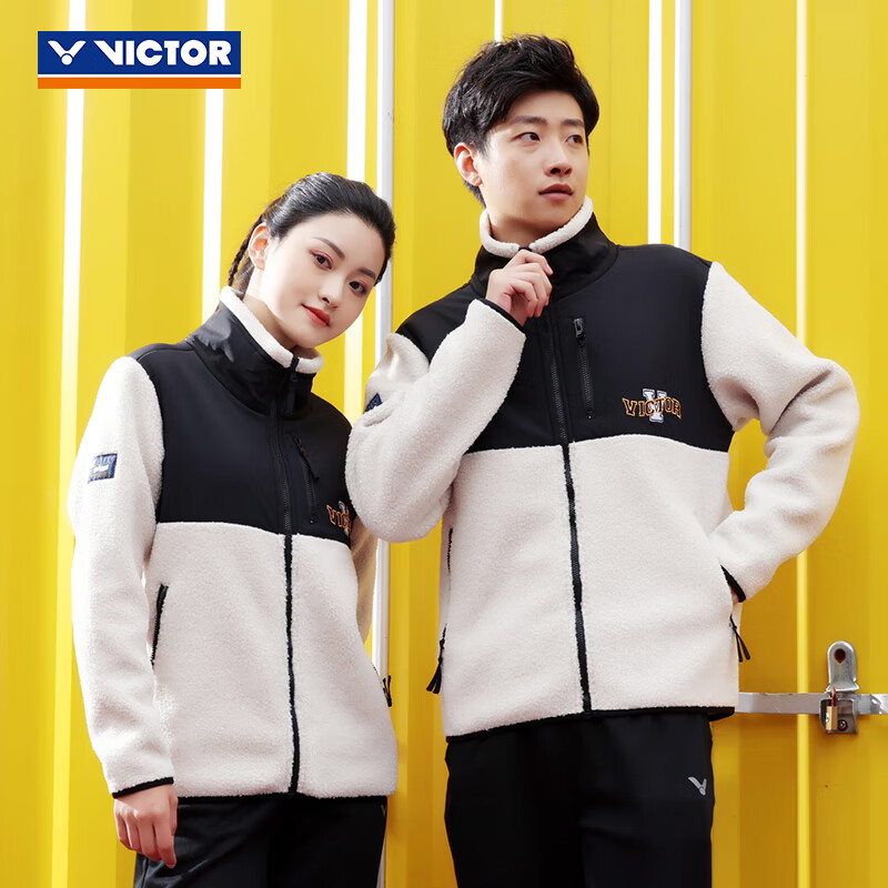 VICTOR/威克多冬季羊羔绒时尚加厚开衫休闲双面加绒外套J-35608