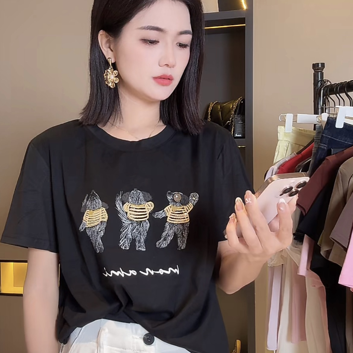 【海南简爱】宽松圆领卡通减龄休闲百搭上衣 0850-6  