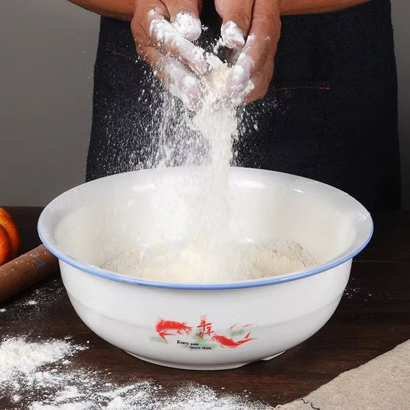大号陶瓷和面盆加厚加深打蛋盆晒酱盆釉下彩洗菜盆家用老式揉面盆