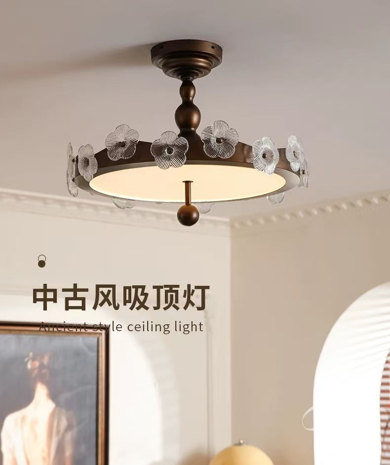 复古梅花卧室吊灯卧室灯铝卧室吊灯全光谱