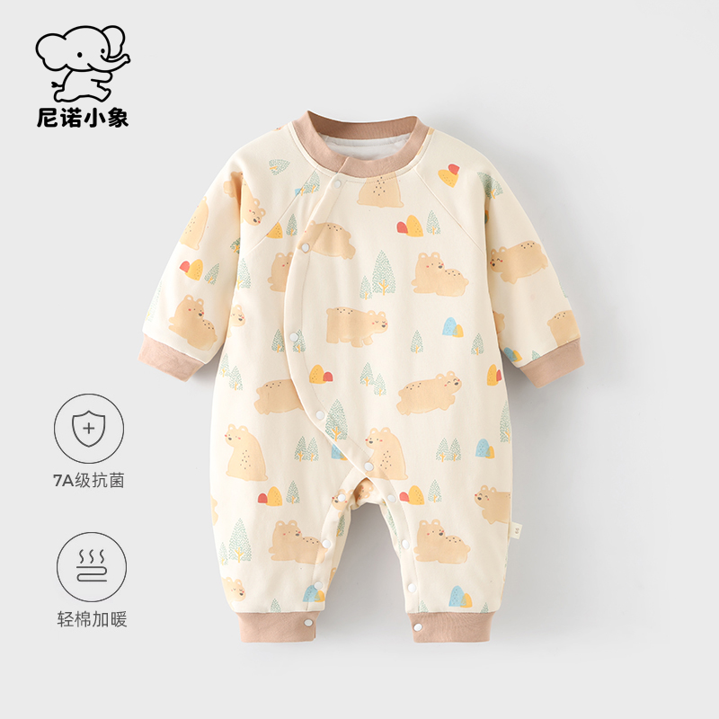婴儿衣服秋冬款夹棉连体衣男女宝宝保暖爬服连体衣新生儿纯棉衣服