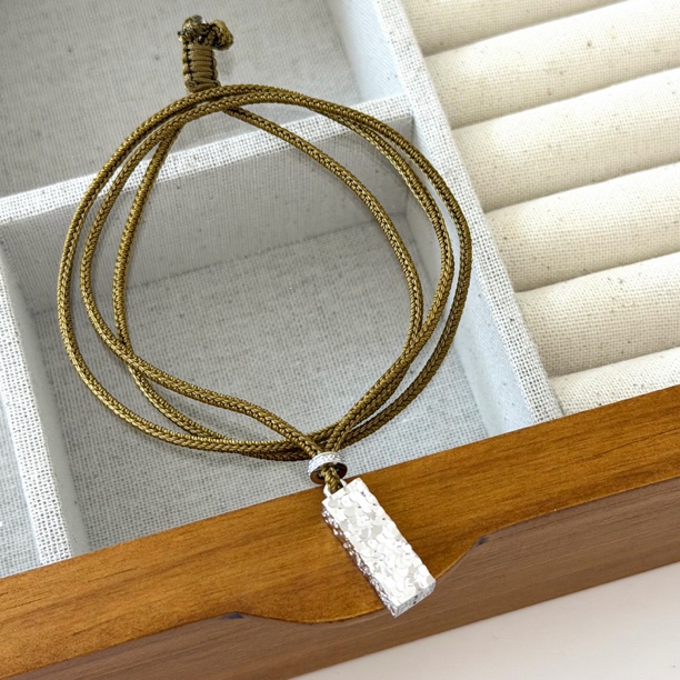 吊坠925银 《碎冰大方砖》ins设计师款轻奢风高级感碎冰大方砖项链