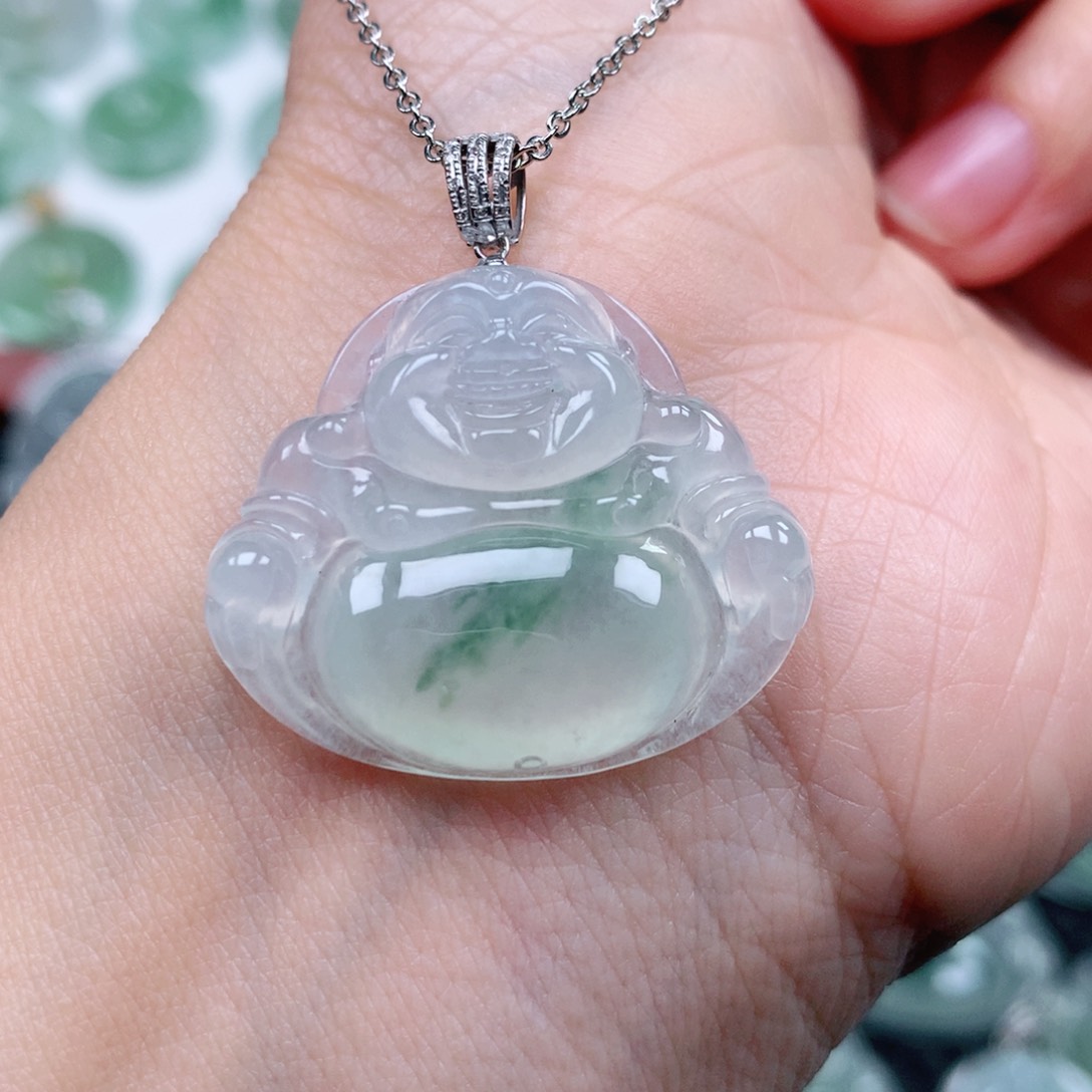 翡翠吊坠(不含链)18K金镶嵌