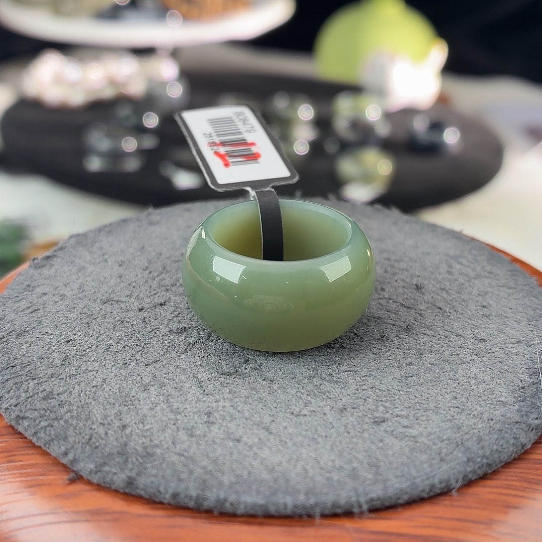 和田玉未镶嵌戒指b146蓝墩17.2