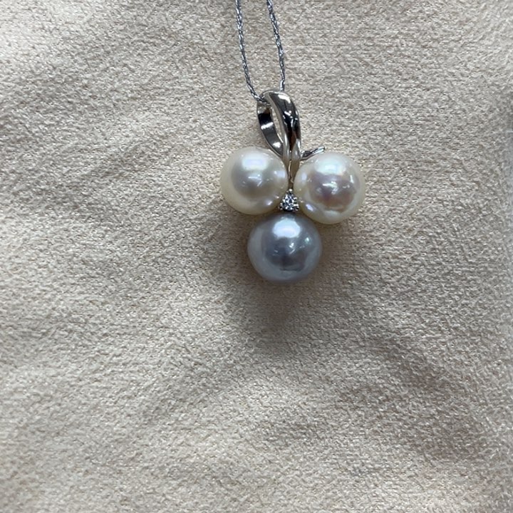 吊坠(不含链)银S925镶嵌海水珍珠7-9mm65号