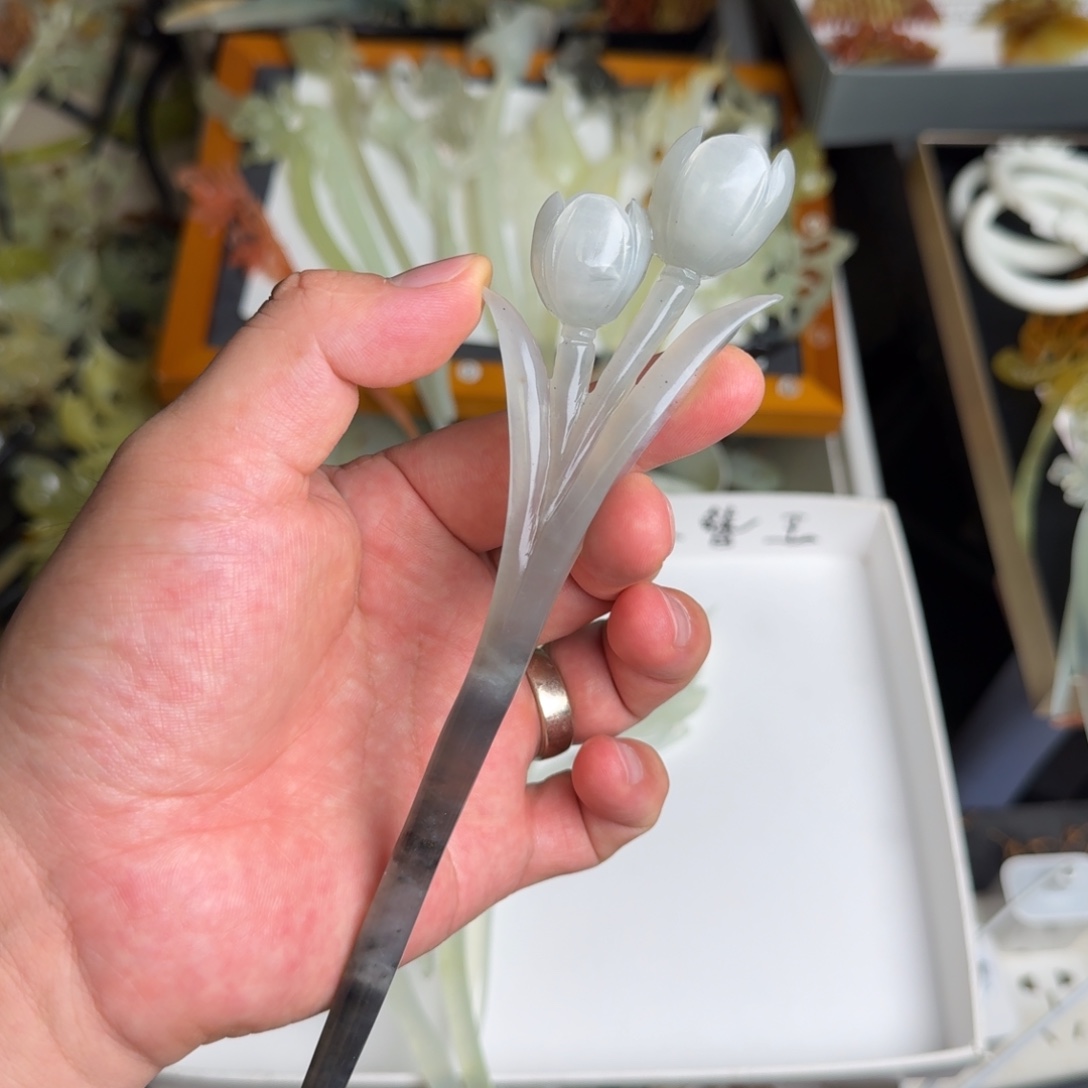 蛇纹石玉未镶嵌发饰