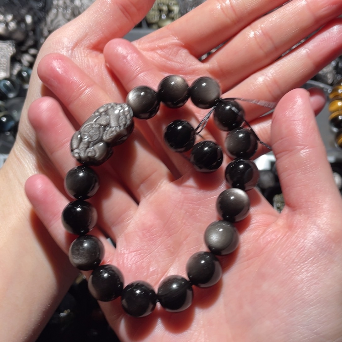 黑曜岩手串未镶嵌暮***x
