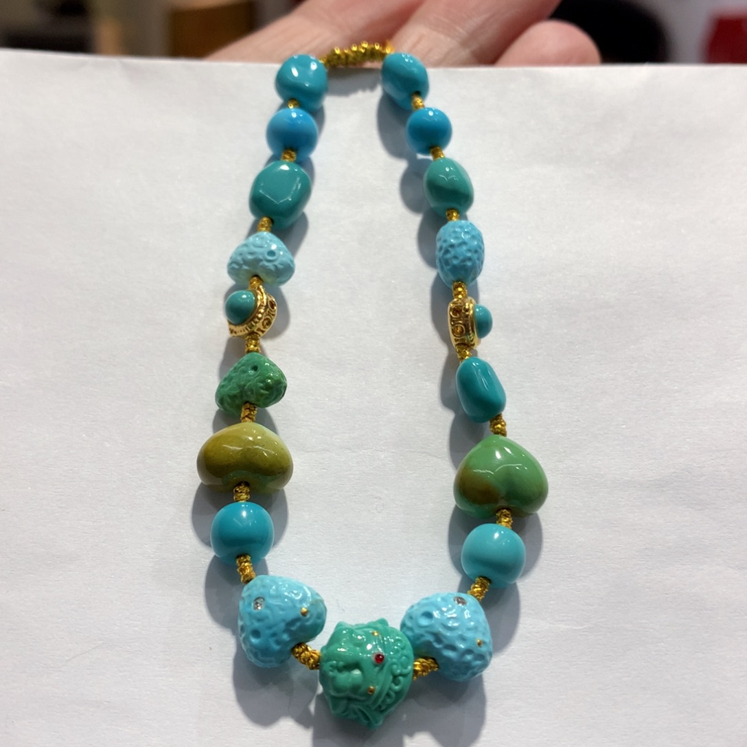 绿松石单圈18K金镶嵌