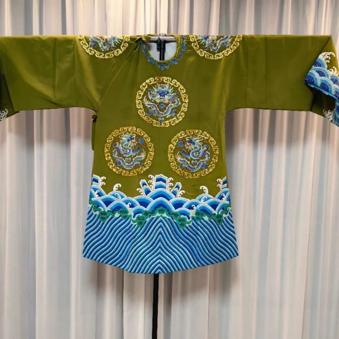 剧装冲量蟒豫剧香色团龙老旦服装老旦勾金潮水龙袍鑫磊特价京剧