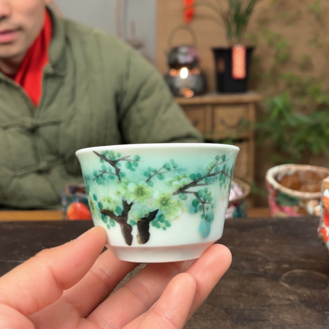 瓷片景德镇柴烧手绘杯