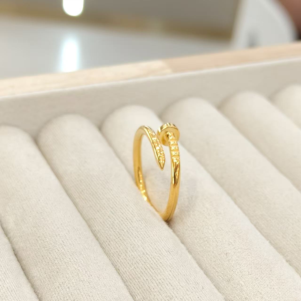 足银银制品 足银戒指 开口钉子戒指